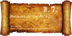 Matkovich Taráz névjegykártya